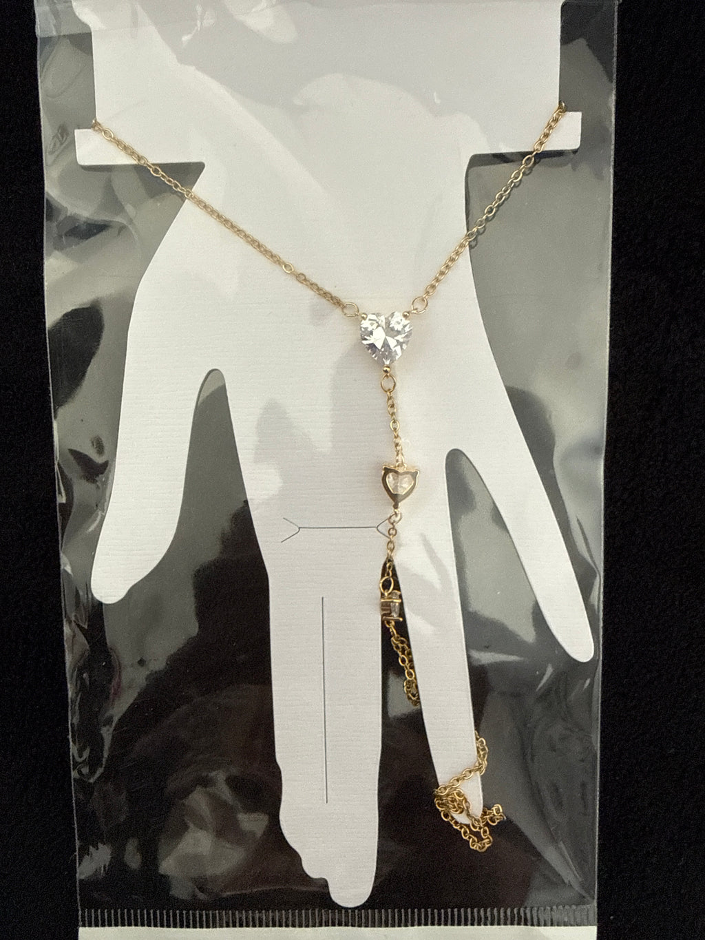 Baciamano Cuori Zirconi Bianchi | Bracciale con Anello Gold - Eleganza Pura