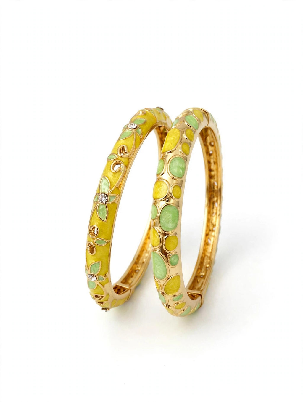 Set 2 Bracciali Bangle Giallo Lime - Effetto Stack Luminoso