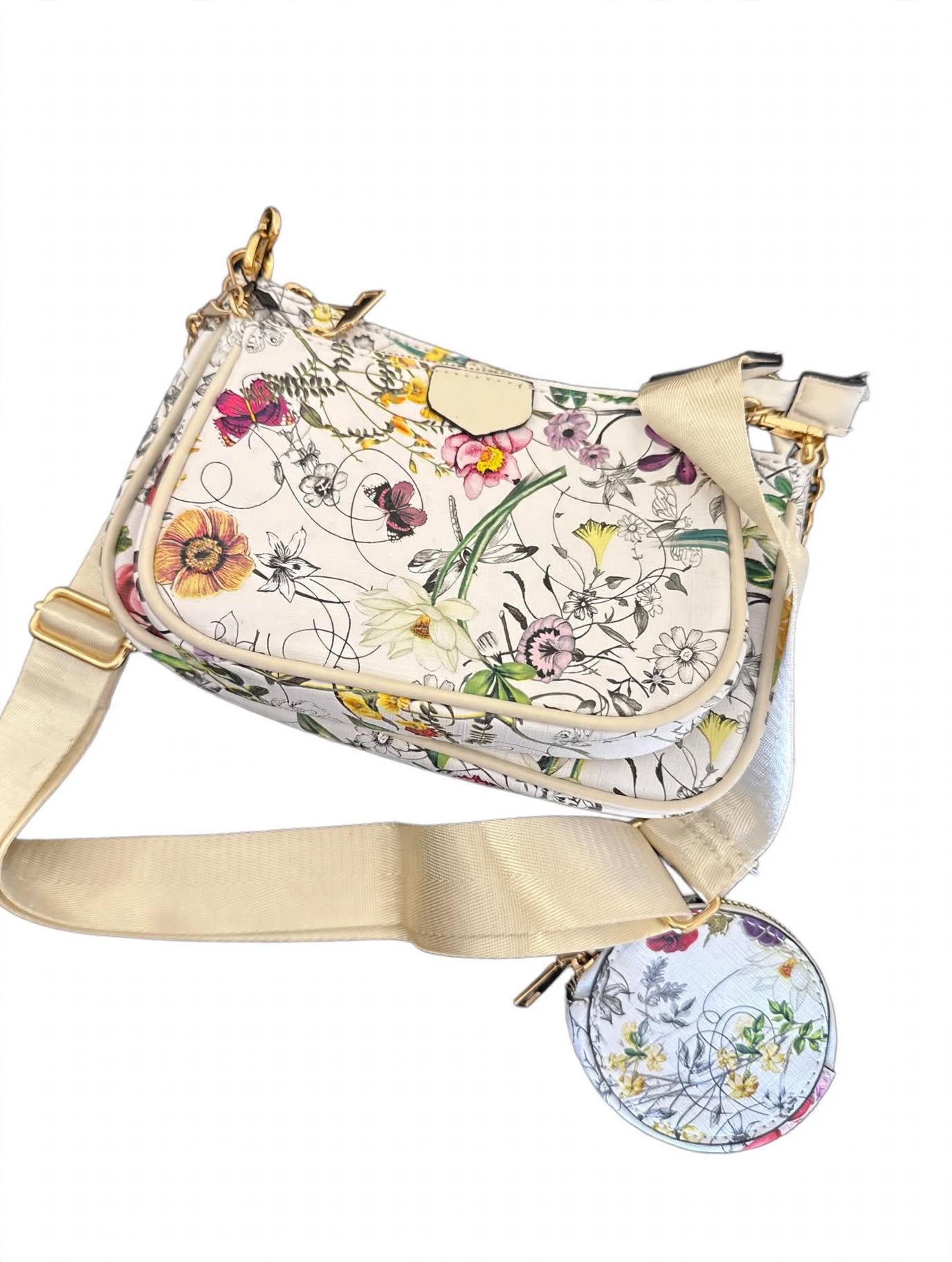 Borsa a Tracolla Floreale 2-in-1 con Mini Pochette - Stile Primavera