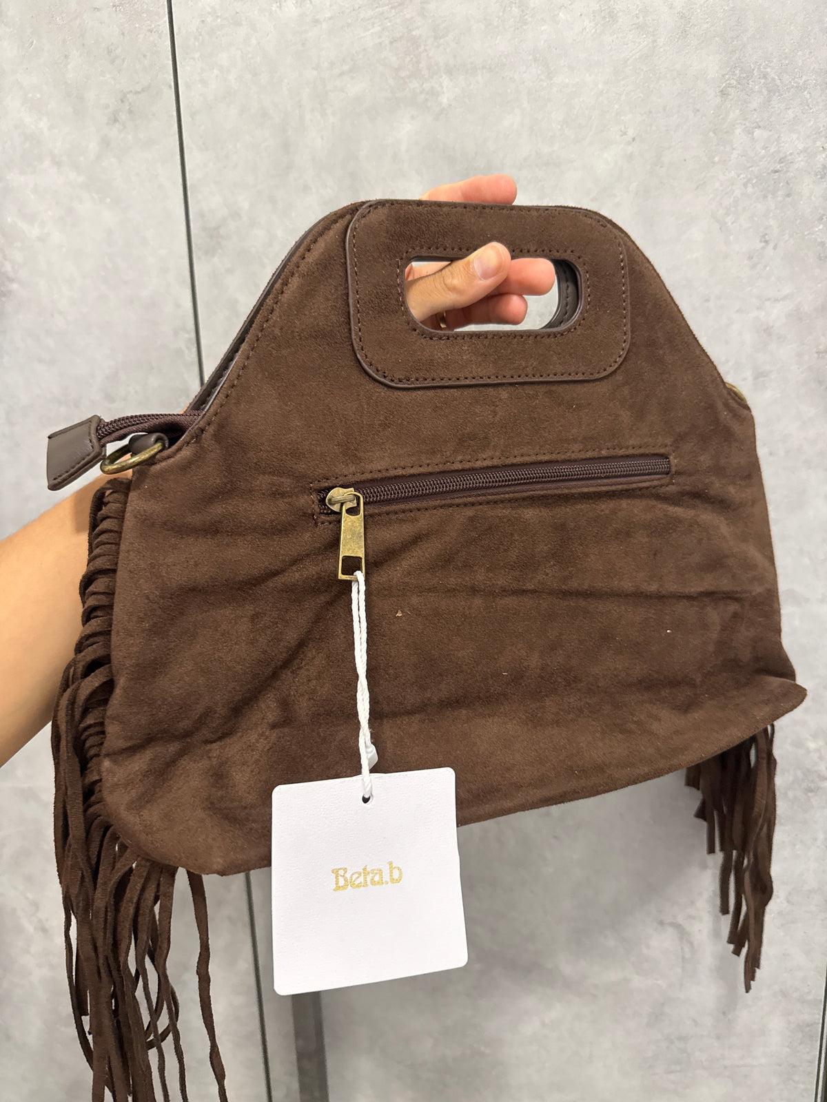 Borsa Testa di Moro Scamosciata con Frange e Tracolla - Boho Autunno