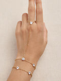 Bracciale Schiava Gold con Cristalli a Cuore - Hand Chain Anello a Catenina 1 Dito