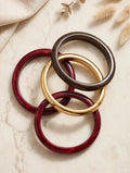 MANORÉ Set 4 Braccialetti Bangle - Bordeaux, Oro & Tartarugato | Resina Lucida