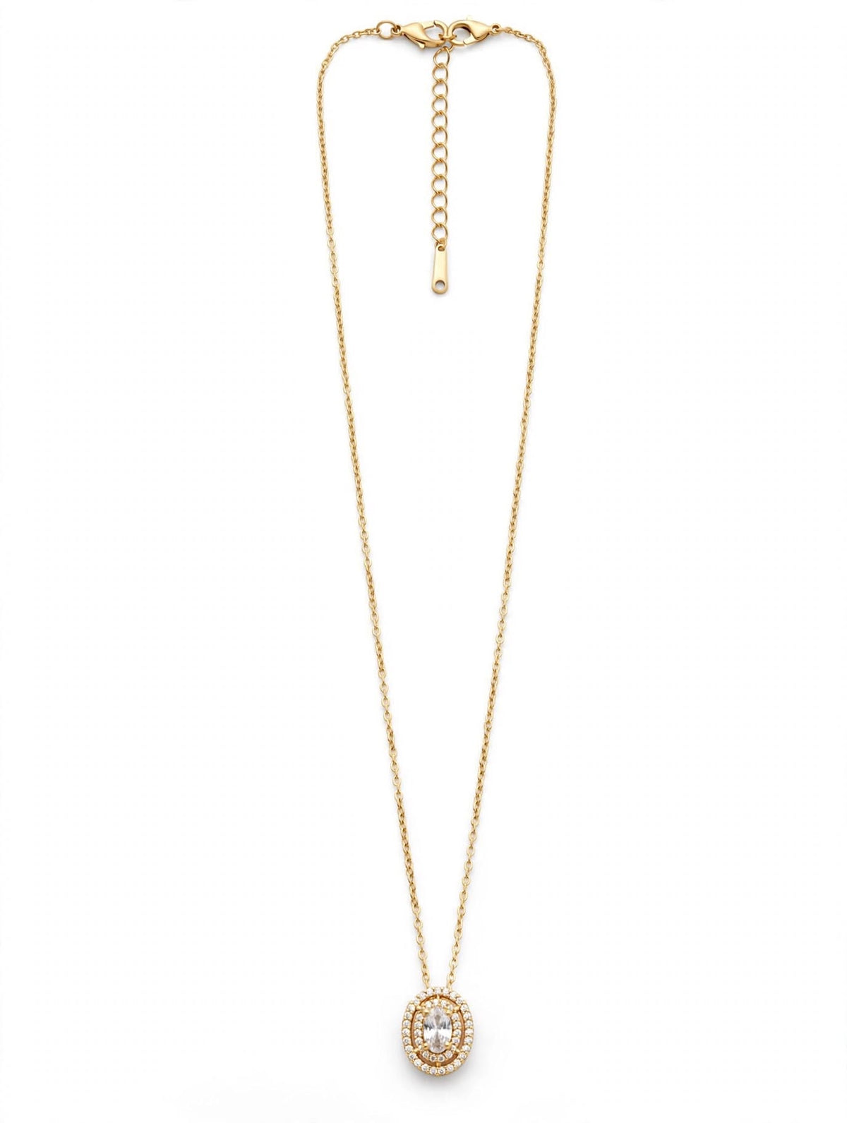 Collana Oro con Ciondolo Ovale Cristallo - Minimal Elegante | Aura Necklace