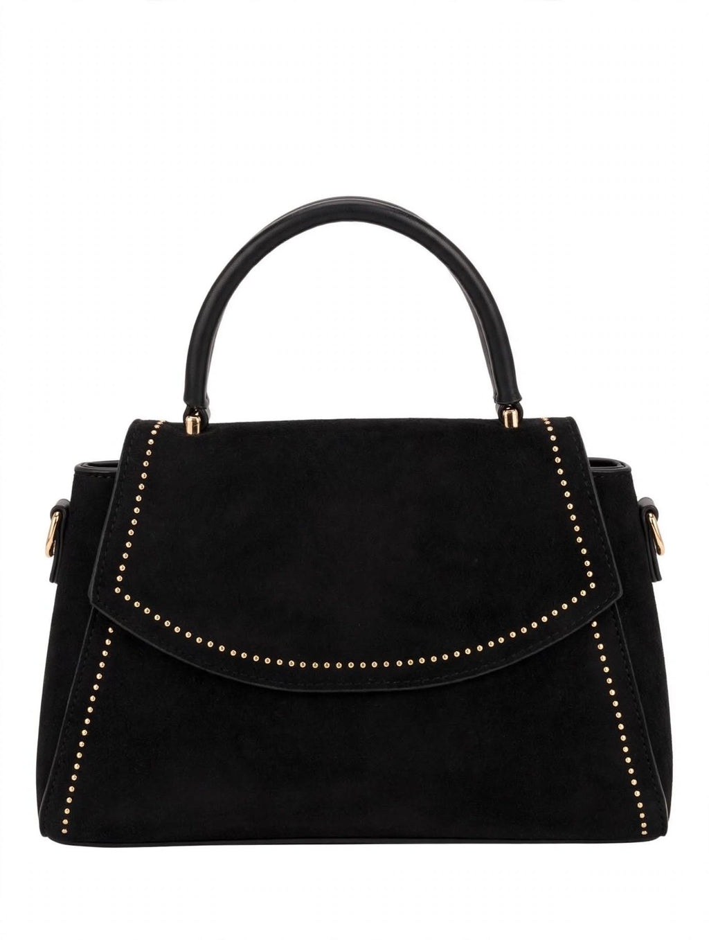 Borsa Nera in Velluto con Tracolla e Borchie Oro - Collezione Inverno