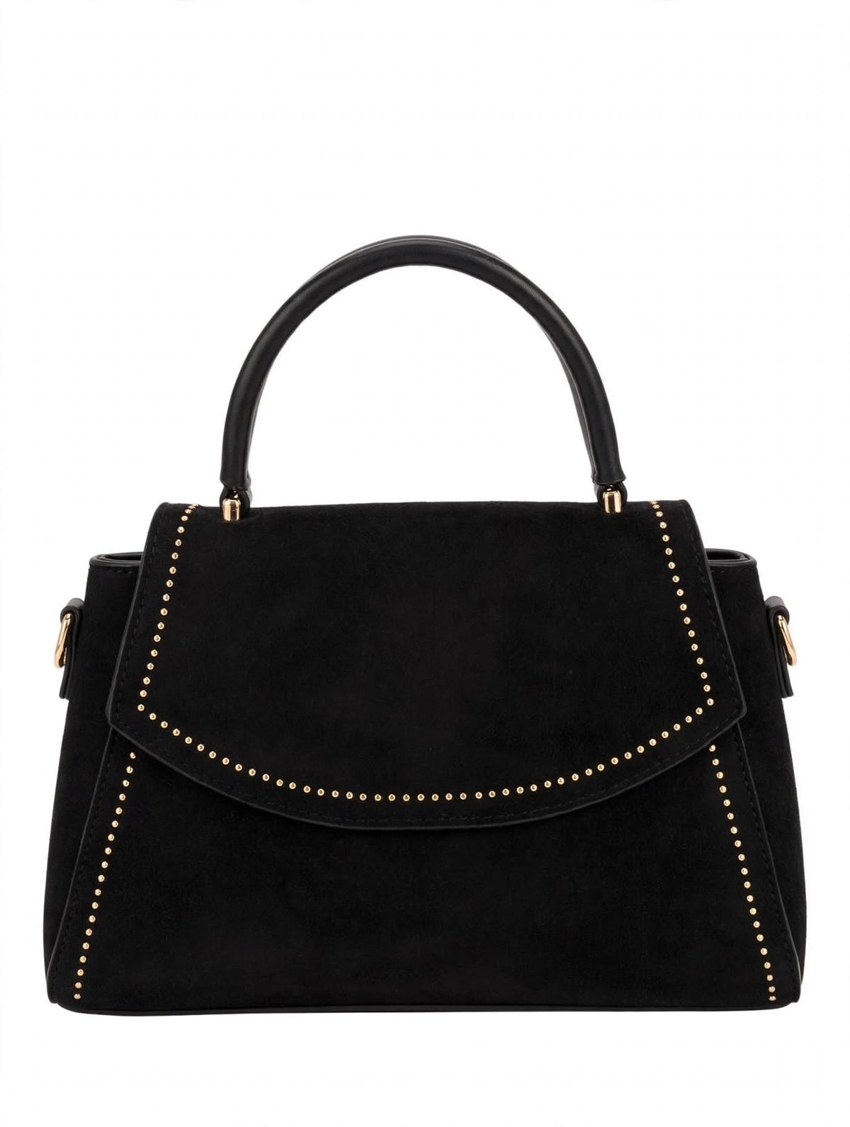 Borsa Nera in Velluto con Tracolla e Borchie Oro - Collezione Inverno