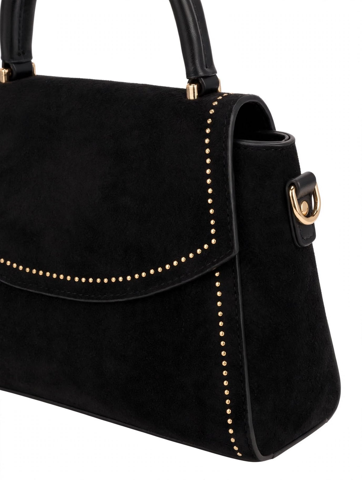 Borsa Nera in Velluto con Tracolla e Borchie Oro - Collezione Inverno