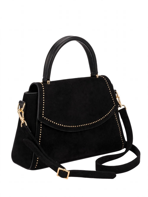 Borsa Nera in Velluto con Tracolla e Borchie Oro - Collezione Inverno