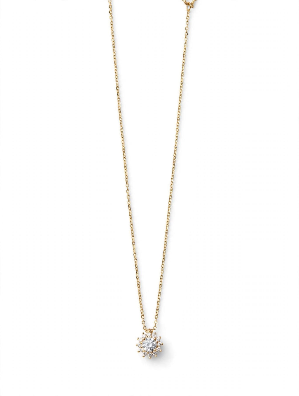 Collana Stella Solitaria - Pendente Fiore Cristallo con Halo Oro - Minimal Chic