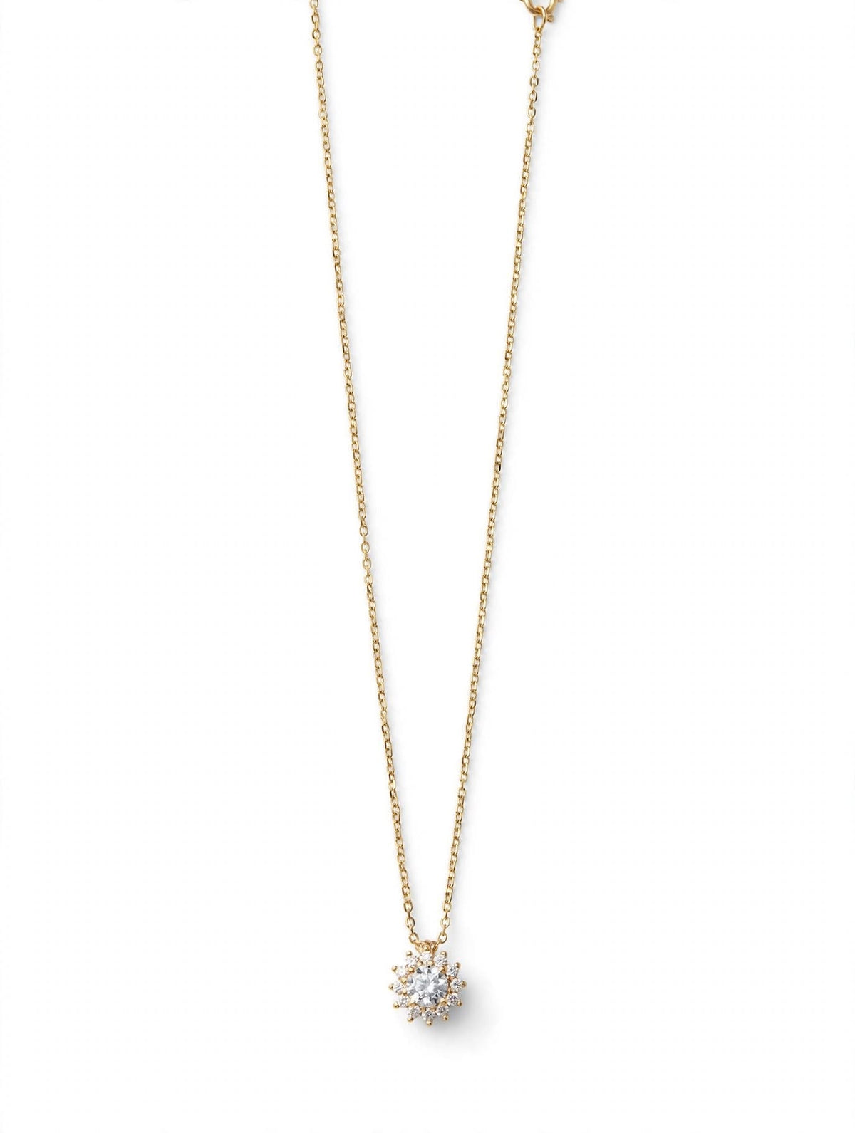 Collana Stella Solitaria - Pendente Fiore Cristallo con Halo Oro - Minimal Chic