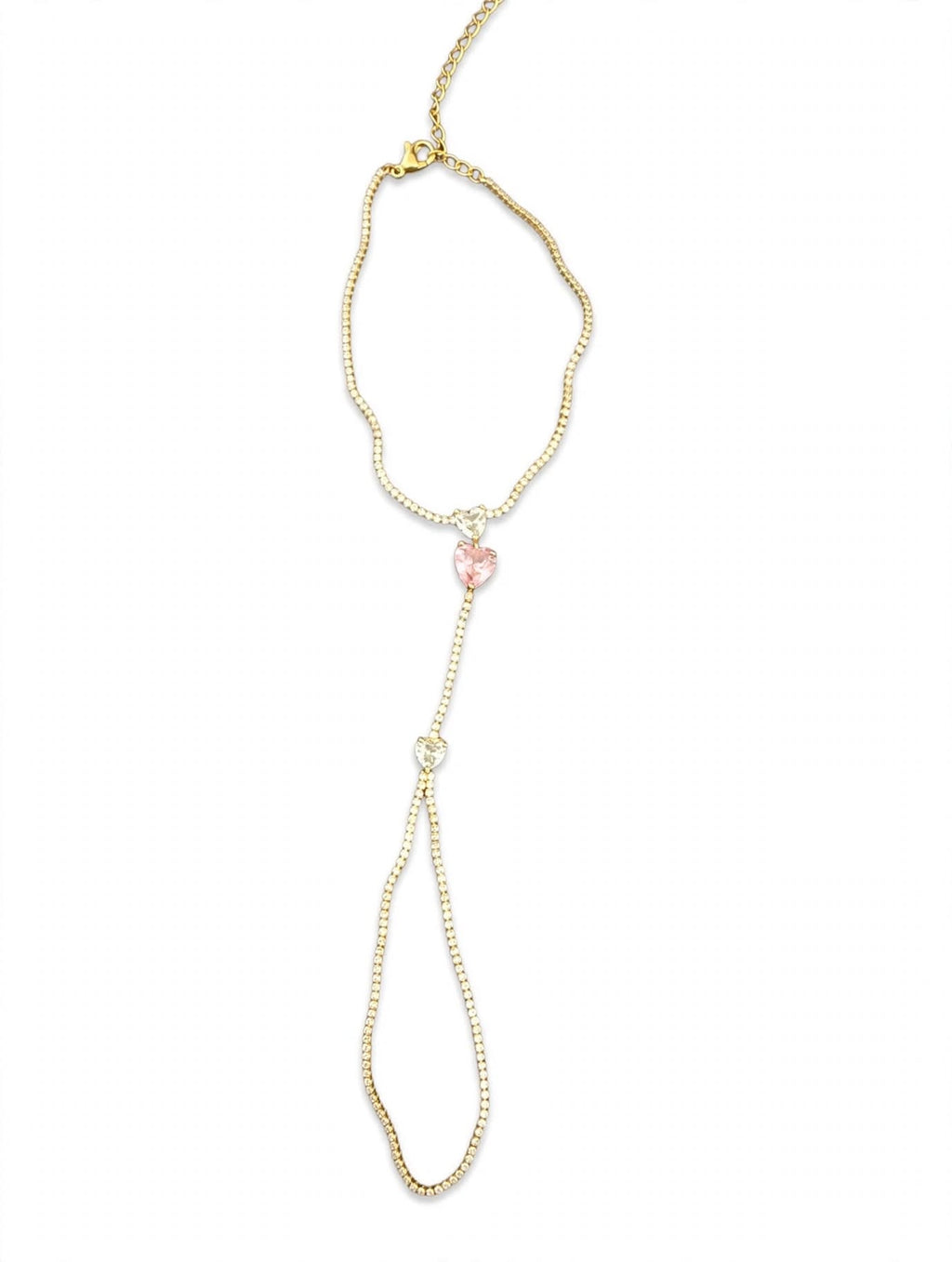 Baciamano Crystal Pink Love - Bracciale con Anello Cuori Zirconi | Villa Como Shop