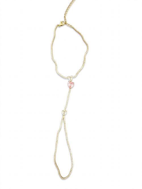 Baciamano Crystal Pink Love - Bracciale con Anello Cuori Zirconi | Villa Como Shop