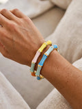 Set 2 Bracciali Bamboo Smalto Multicolor - Giallo Rosa Azzurro